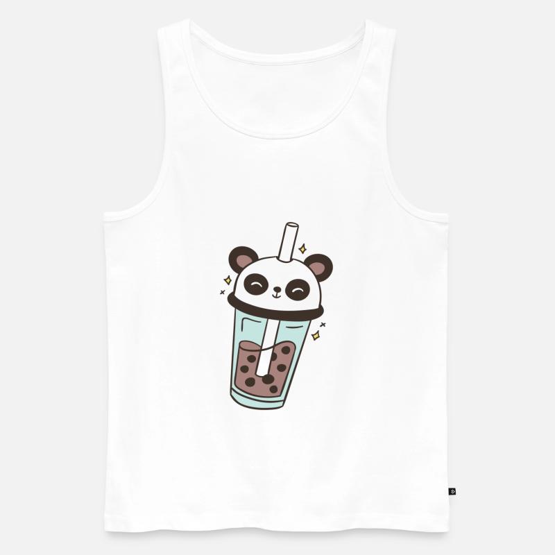 Panda Bubble Tea Pandabär Bubbletea - Männer Premium Bio Tank Top - Weiß