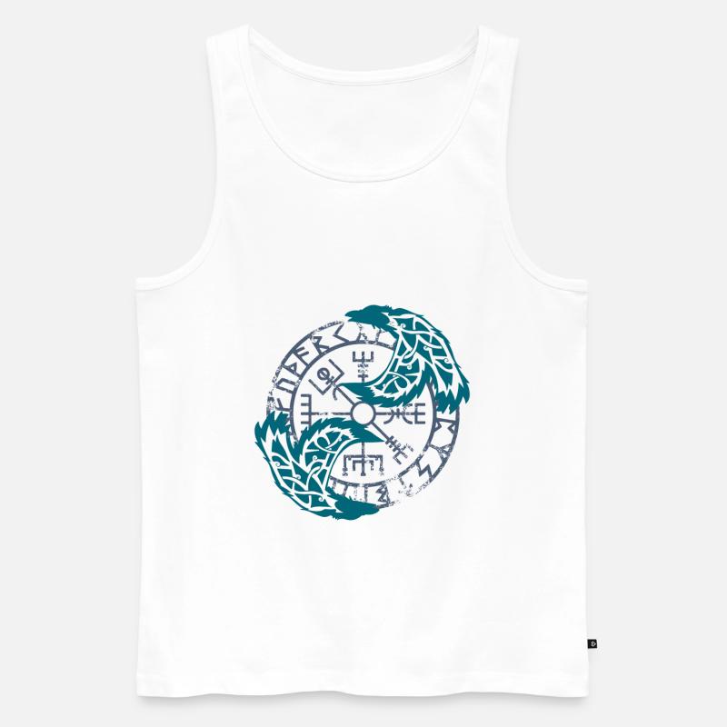Corvo vichingo e vegvisir - Canottiera ecologica premium da uomo - bianco
