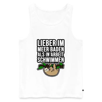 Lieber im Meer baden als in Arbeit schwimmen Faul - Männer Premium Bio Tank Top - Weiß - Vorne - Michal (187cm)