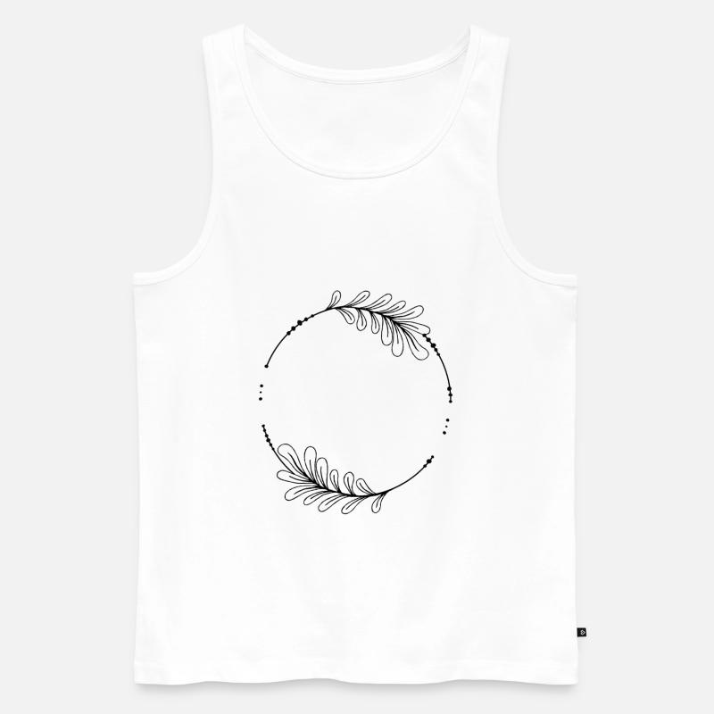Schwarzer Kreis Rahmen mit Blättern - Männer Premium Bio Tank Top - Weiß
