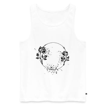Runder Rosen Rahmen mit Farbflecken - Männer Premium Bio Tank Top - Weiß - Vorne - AI Model Male 178 light (178cm)