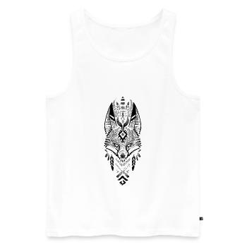 Renard tribal drowork noir - Débardeur bio Premium Homme - blanc - Devant - Michal (187cm)