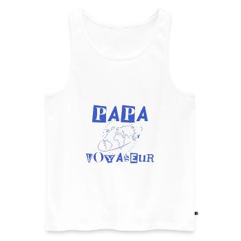 Papa voyageur - Débardeur bio Premium Homme - blanc - Devant - Michal (187cm)