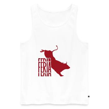 Feria - Logo couleur rouge / blanc & taureau - Débardeur bio Premium Homme - blanc - Devant - Michal (187cm)