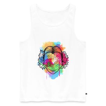 A Beautiful and Funny Watercolor Calavera Design - Men's Premium Organic Tank Top - white - Front - AI Model Male 178 light (178cm)