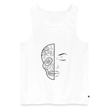 Mexican skull half face of woman line art - Men's Premium Organic Tank Top - white - Front - Michal (187cm)