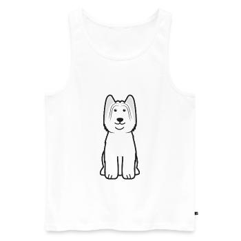 Briard Dog Cartoon Kawaii Illustration - Débardeur bio Premium Homme - blanc - Devant - AI Model Male 178 light (178cm)