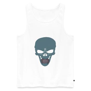 Skull viking vegvisir logo - Men's Premium Organic Tank Top - white - Front - AI Model Male 178 light (178cm)