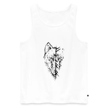 Wolf Fenrir Wikinger Müllfuthark Rune - Männer Premium Bio Tank Top - Weiß - Vorne - Michal (187cm)