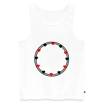 Cœurs en décoration de cadre rond Circulaire - Débardeur bio Premium Homme - blanc - Devant - AI Model Male 178 light (178cm)