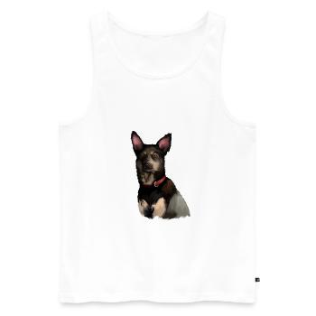 Australian Kelpie Dog Watercolor Illustration - Men's Premium Organic Tank Top - white - Front - AI Model Male 178 light (178cm)