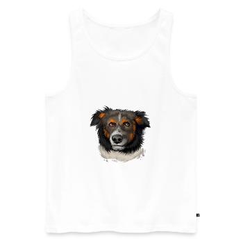 Illustration d’aquarelle de chien de berger anglais - Débardeur bio Premium Homme - blanc - Devant - AI Model Male 178 light (178cm)