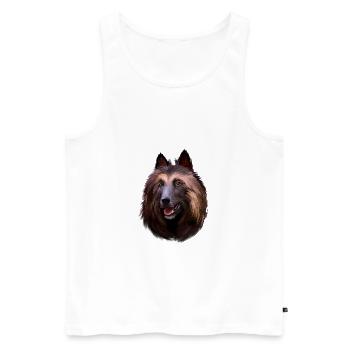 Belgian Tervuren Dog Watercolor Illustration - Men's Premium Organic Tank Top - white - Front - Michal (187cm)