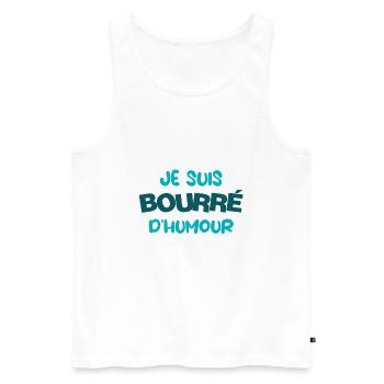 Je suis bourée d'humour - Débardeur bio Premium Homme - blanc - Devant - Michal (187cm)