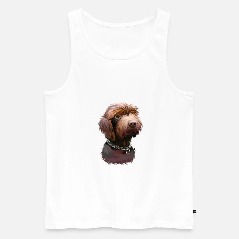 Pudelpointer Hund Aquarell Illustration - Männer Premium Bio Tank Top - Weiß