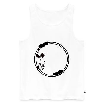 Cercle de cadre de printemps en fleurs noires - Débardeur bio Premium Homme - blanc - Devant - AI Model Male 178 light (178cm)