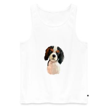 Cavalier King Charles Épagneul Illustration de chien - Débardeur bio Premium Homme - blanc - Devant - Michal (187cm)