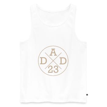 Papa Père DAD 23 Idée cadeau fête des pères - Débardeur bio Premium Homme - blanc - Devant - Michal (187cm)