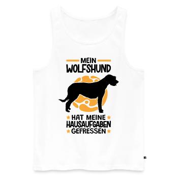 Irischer Wolfshund hat Hausaufgaben gefressen - Männer Premium Bio Tank Top - Weiß - Vorne - AI Model Male 178 light (178cm)