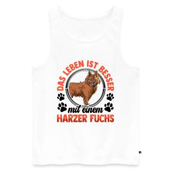 Leben ist besser mit Harzer Fuchs Hütefuchs - Männer Premium Bio Tank Top - Weiß - Vorne - Michal (187cm)