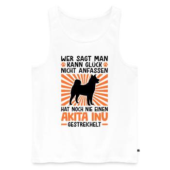 Akita Inu Glück anfassen japanischer Spitz - Männer Premium Bio Tank Top - Weiß - Vorne - Michal (187cm)