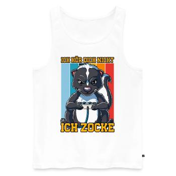 Zocken Gaming Ich Höre Dich Nicht Ich Zocke - Männer Premium Bio Tank Top - Weiß - Vorne - Michal (187cm)
