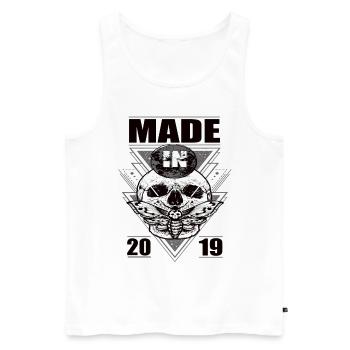 Made in 2019 Vintage Retro Limited Edition - Men's Premium Organic Tank Top - white - Front - AI Model Male 178 light (178cm)