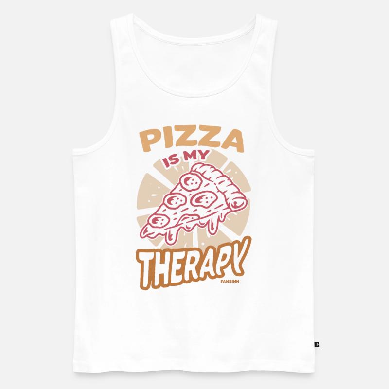Pizza Is My Therapy - Männer Premium Bio Tank Top - Weiß
