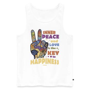 innerer Frieden Peacezeichen zwei Finger - Männer Premium Bio Tank Top - Weiß - Vorne - AI Model Male 178 light (178cm)