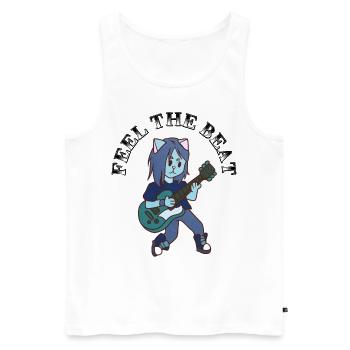 Katze spielt Gitarre - Männer Premium Bio Tank Top - Weiß - Vorne - Michal (187cm)