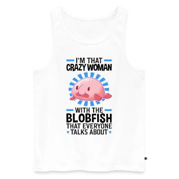 Crazy woman with the blobfish - Men's Premium Organic Tank Top - white - Front - AI Model Male 178 light (178cm)