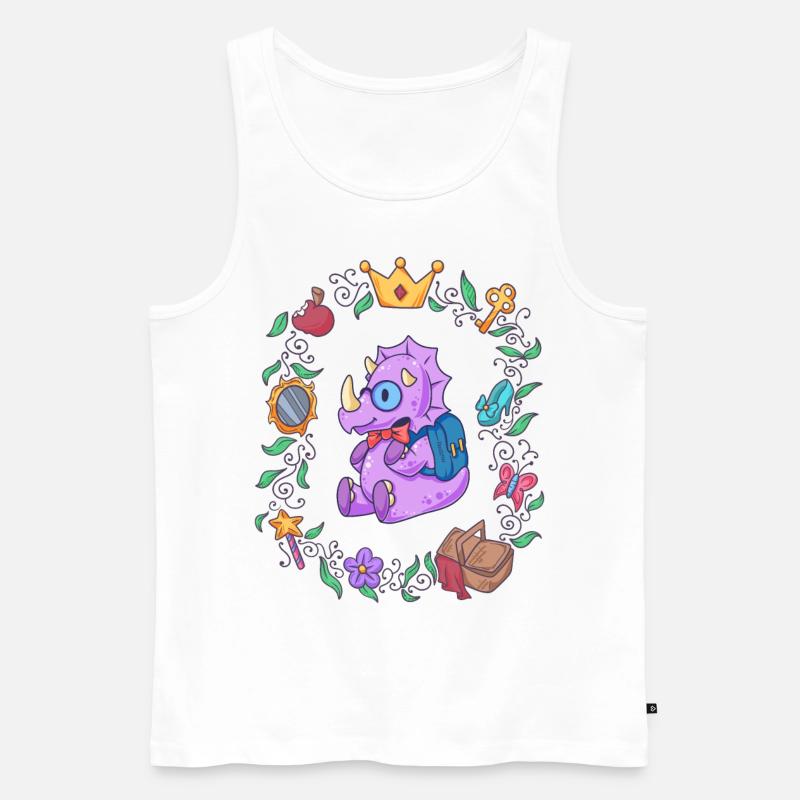 Triceratops Mädchen Schule Märchen - Männer Premium Bio Tank Top - Weiß