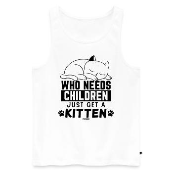 Cat kids dicton drôle - Débardeur bio Premium Homme - blanc - Devant - Michal (187cm)
