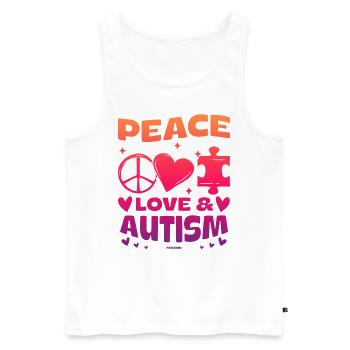 Frieden Liebe und Autismus - Männer Premium Bio Tank Top - Weiß - Vorne - AI Model Male 178 light (178cm)