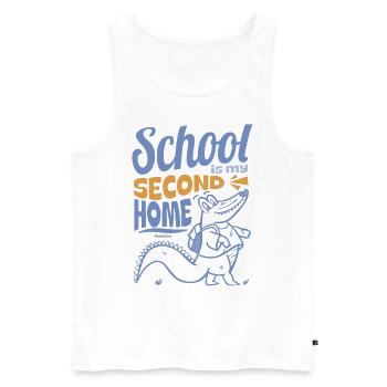 School is my second home - Men's Premium Organic Tank Top - white - Front - AI Model Male 178 light (178cm)