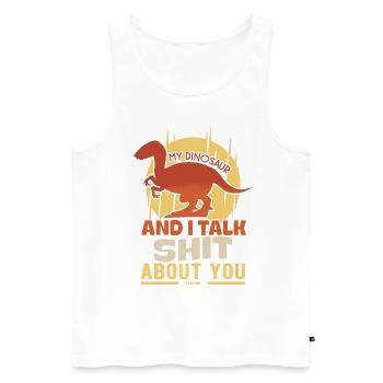 My Dinosaur And I Talk Shit About You - Männer Premium Bio Tank Top - Weiß - Vorne - AI Model Male 178 light (178cm)