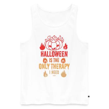Halloween ist die einzige Therapy die ich brauche - Männer Premium Bio Tank Top - Weiß - Vorne - Michal (187cm)