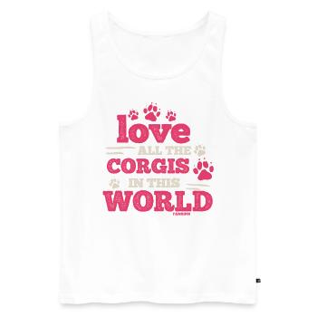 Liebe alle Corgis in der Welt - Männer Premium Bio Tank Top - Weiß - Vorne - Michal (187cm)