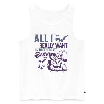 Je veux célébrer Halloween - Débardeur bio Premium Homme - blanc - Devant - Michal (187cm)