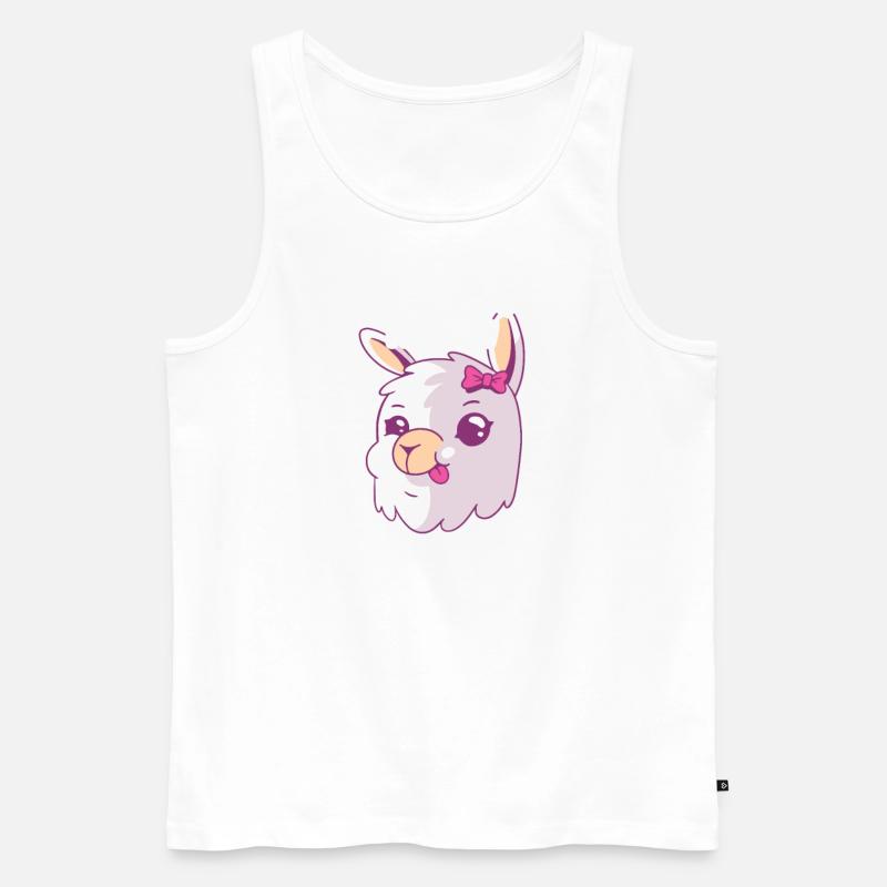 Alpaka Kuscheltier Mädchen Kinder - Männer Premium Bio Tank Top - Weiß