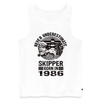 Never Underestimate Skipper né en 1986 - Débardeur bio Premium Homme - blanc - Devant - Michal (187cm)