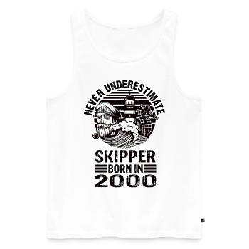 Never Underestimate Skipper born in 2000 - Männer Premium Bio Tank Top - Weiß - Vorne - AI Model Male 178 light (178cm)