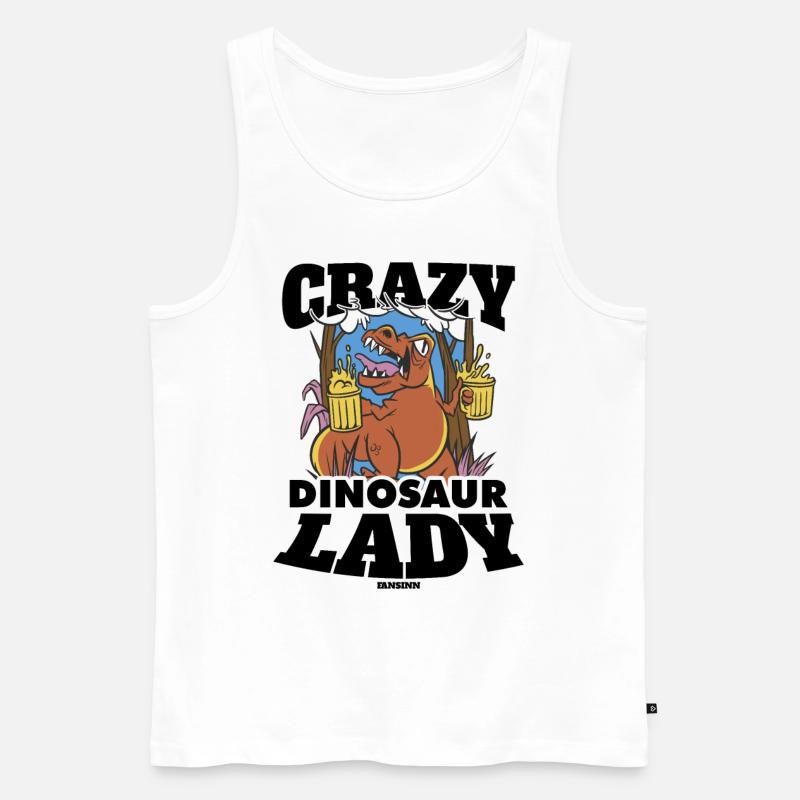 Crazy Dinosaur Lady - Männer Premium Bio Tank Top - Weiß