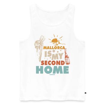 Mallorca ist meine zweite Heimat - Männer Premium Bio Tank Top - Weiß - Vorne - Michal (187cm)