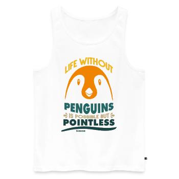 Life Without Penguins Is Possible But Pointless - Männer Premium Bio Tank Top - Weiß - Vorne - Michal (187cm)