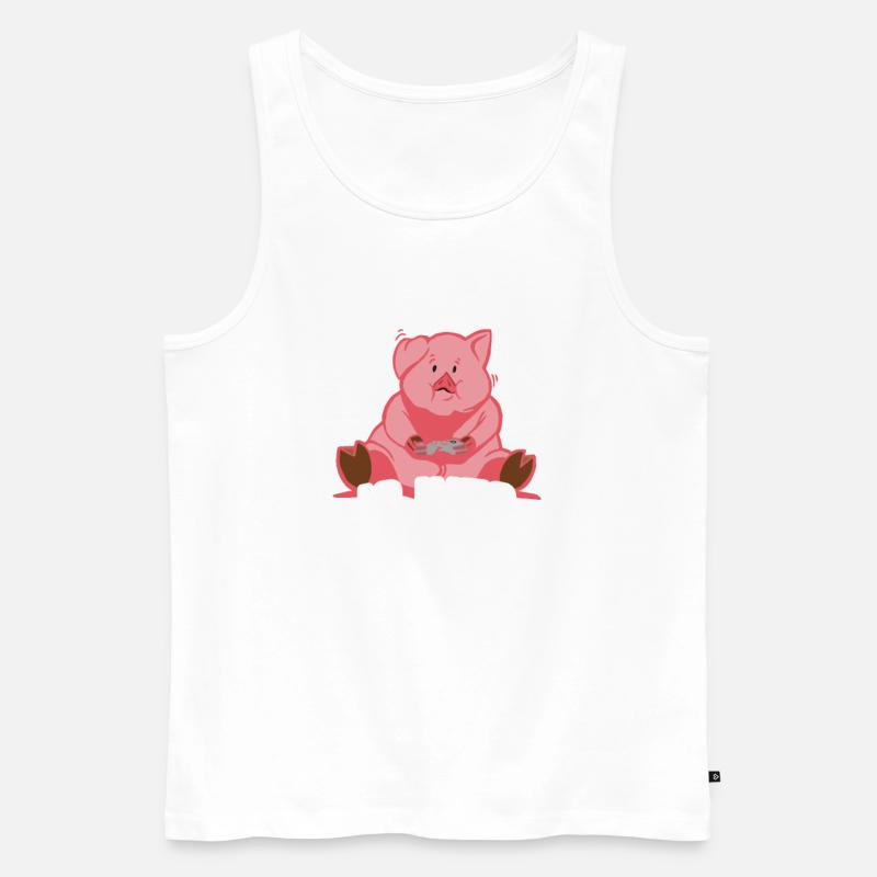 Frau Schwein - Männer Premium Bio Tank Top - Weiß