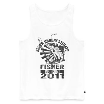 Never Underestimate Fisher Born In 2011 - Männer Premium Bio Tank Top - Weiß - Vorne - AI Model Male 178 light (178cm)