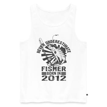 Never Underestimate Fisher Born In 2012 - Männer Premium Bio Tank Top - Weiß - Vorne - AI Model Male 178 light (178cm)