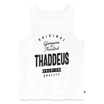 Nom personnalisé Thaddeus authentique et fiable - Débardeur bio Premium Homme - blanc - Devant - Michal (187cm)