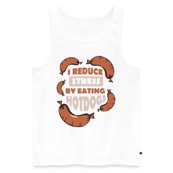 Manger des hot-dogs réduit le stress - Débardeur bio Premium Homme - blanc - Devant - Michal (187cm)